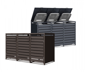 Trivietė šiukšlių konteinerio pastogė MIKKO (įv. spalvos)