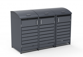 Trivietė šiukšlių konteinerio pastogė apvalintu dangčiu MIKKO