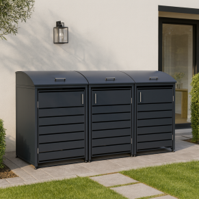 Trivietė šiukšlių konteinerio pastogė apvalintu dangčiu MIKKO