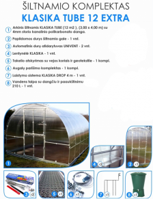 Šiltnamio komplektas KLASIKA TUBE 12 EXTRA