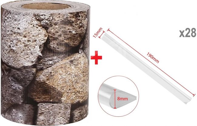 Segmentētā žoga lente Bimsstein 190 mm x 35 m + 28 gab. stiprinājumu, 450 g/m²