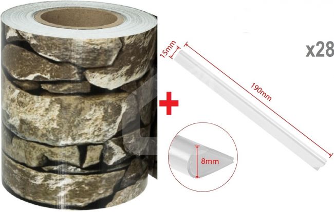 Segmentinės tvoros juosta Stein Optik 190 mm x 35 m + 28 vnt. laikiklių, 450 g/m²