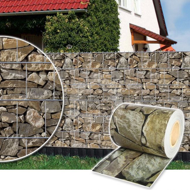 Segmentinės tvoros juosta Stein Optik 190 mm x 35 m + 28 vnt. laikiklių, 450 g/m²