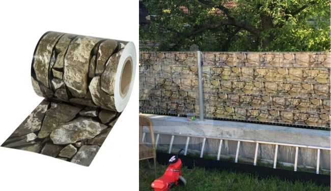 Segmentinės tvoros juosta Stein Optik 190 mm x 35 m + 28 vnt. laikiklių, 450 g/m²