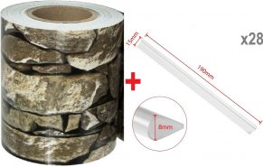 Segmentētā žoga lente Stein Optik 190 mm x 35 m + 28 gab. stiprinājumu, 450 g/m²