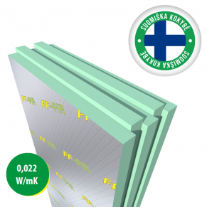 Poliuretano plokštė Finnfoam FF-PIR ALK, frezuota, 50x600x2400 mm