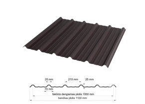 Trapecinis profilis T-25 RAL8019, 0,42 mm, Matt