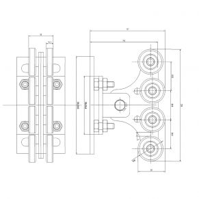 Vežimėlių komplektas 68x68x3,5 mm (stumdomiems vartams)