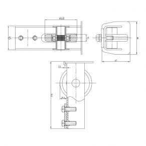 Vežimėlių komplektas 68x68x3,5 mm (stumdomiems vartams)