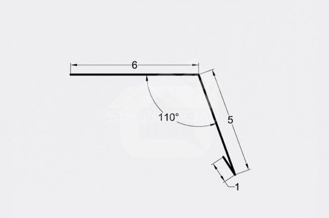 Laštakis 6x5 cm, 110°, dažytas matinis