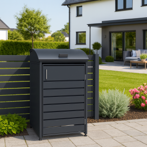 Vienvietė šiukšlių konteinerio pastogė apvalintu dangčiu MIKKO