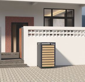 Vienvietė šiukšlių konteinerio pastogė MIKKO, pilka / medžio imitacija