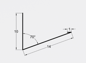 Kamino viršaus prieglauda, 10x14 cm, 70°, dažyta blizgi