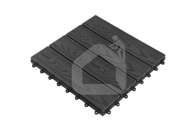 WPC plytelės 300x300x23 mm, juoda sp.