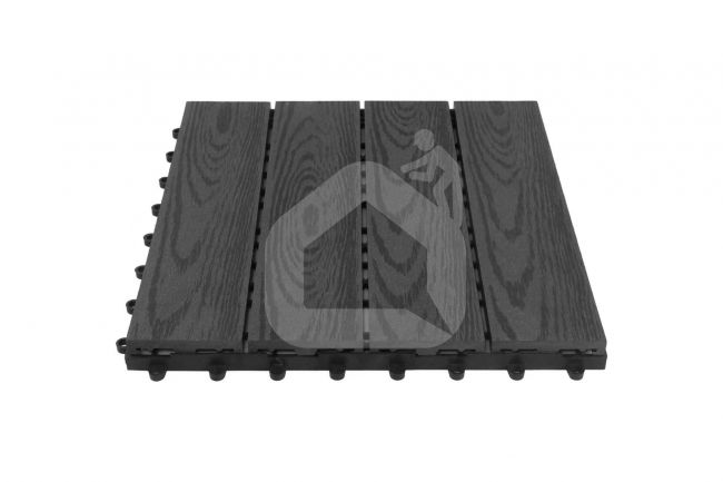 WPC plytelės 300x300x23 mm, juoda sp.