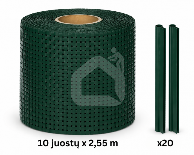 Tvoros juosta Rattan 190 mm x 2,55 m + 2 vnt. laikiklių (10 komplektų), 830 g/m²